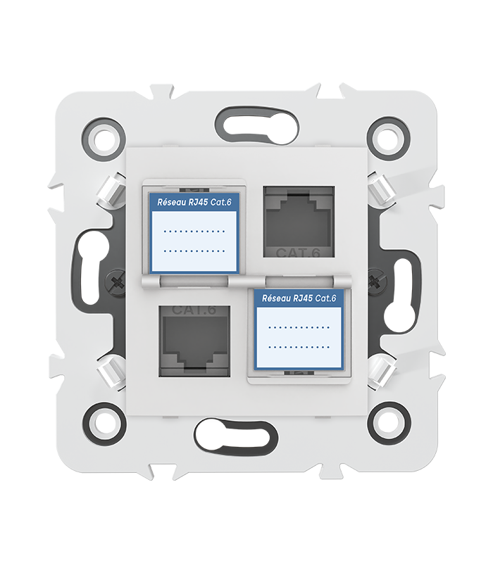 Double prise RJ45 CAT.6 + obturateurs