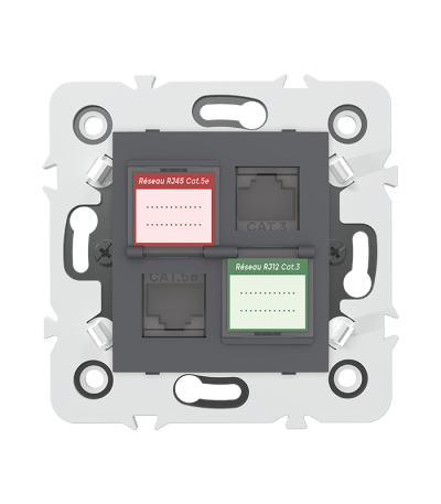 20944 - Prise mixte RJ45 CAT.5e Prise RJ12 CAT.3 - Gris foncé