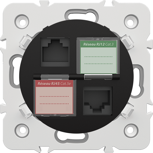PRISE MIXE RJ45 CAT.5e PRISE RJ12 CAT.3 + OBTURATEURS