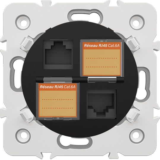 DOUBLE PRISE RJ45 CAT 6A + OBTURATEURS